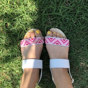 Pink beaded sandals